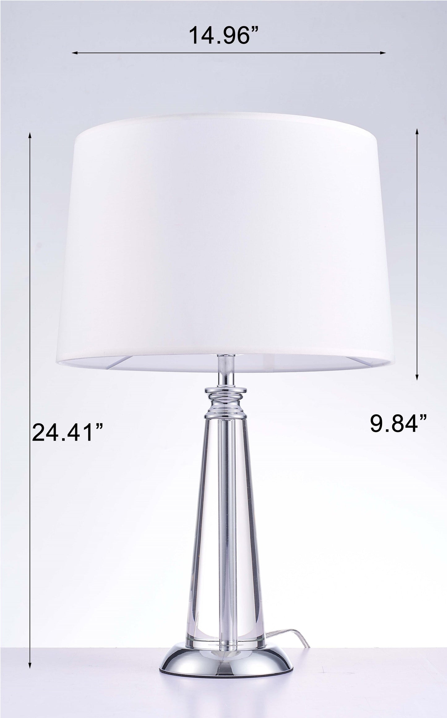 Pasargad Home 15" Canova White Metal & Crystal Table Lamp