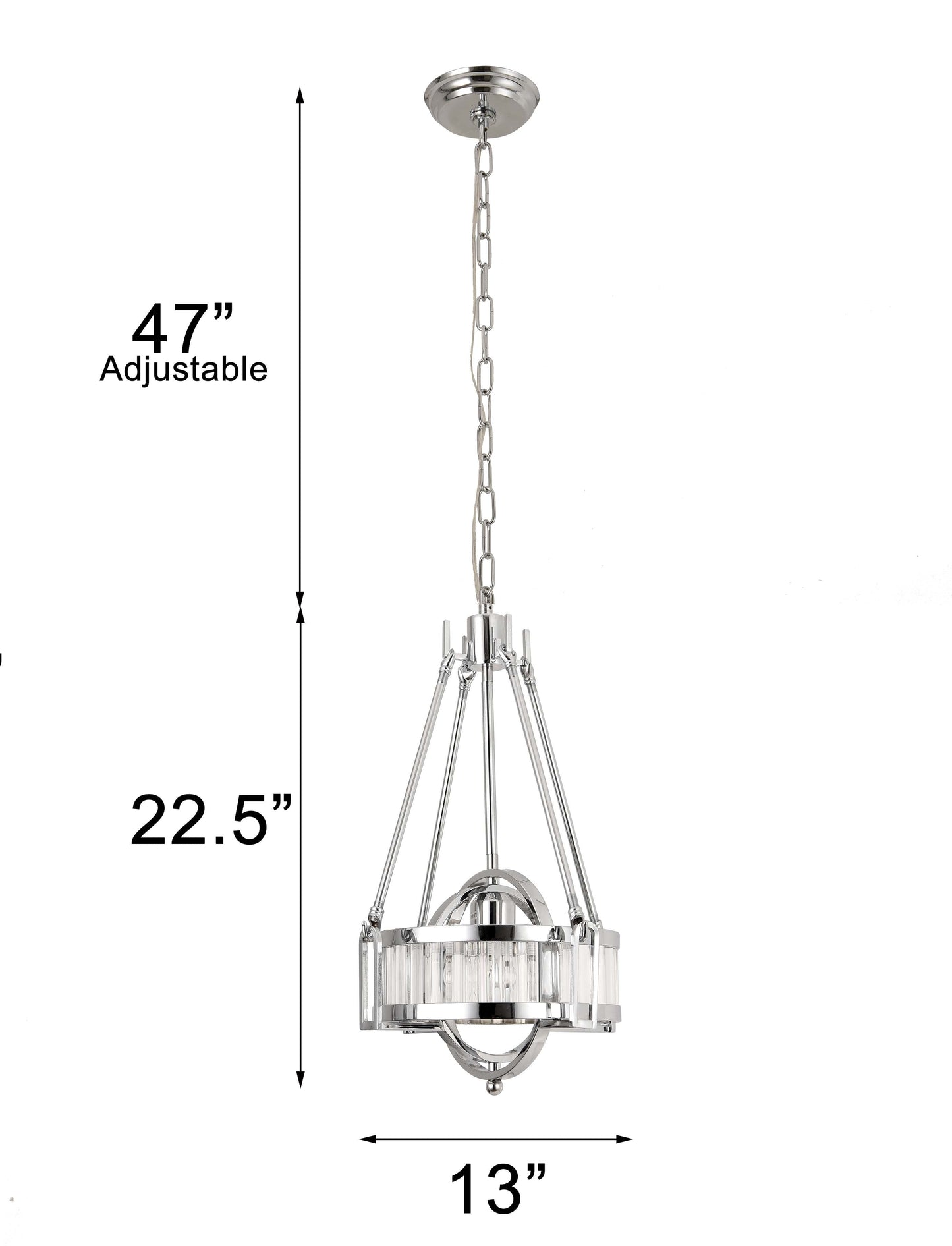 Pasargad Home Bistro 13" Chrome Metal & Glass Pendant Light