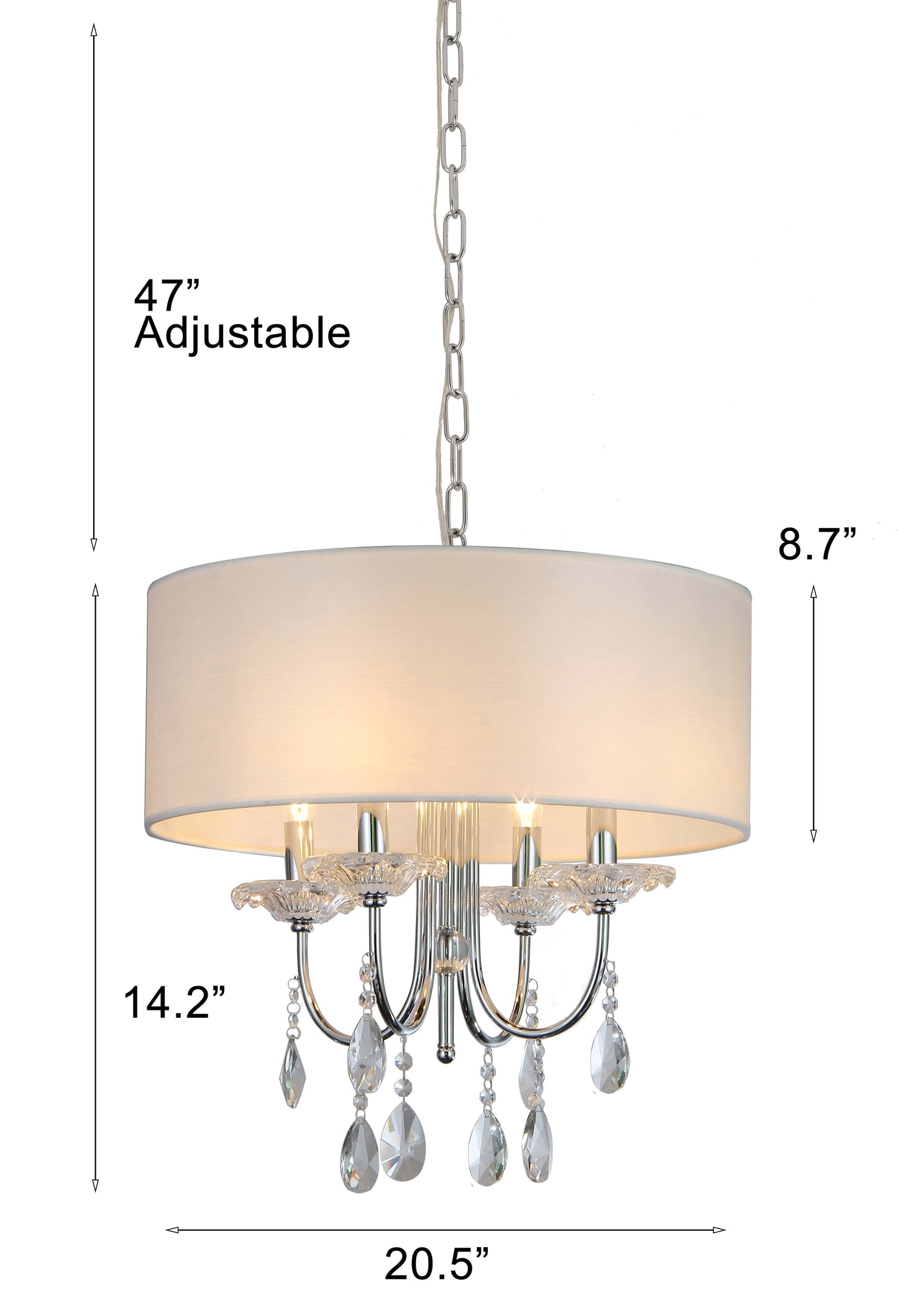 Pasargad Home Bizet 21" Chrome Metal & Cystal Chandelier