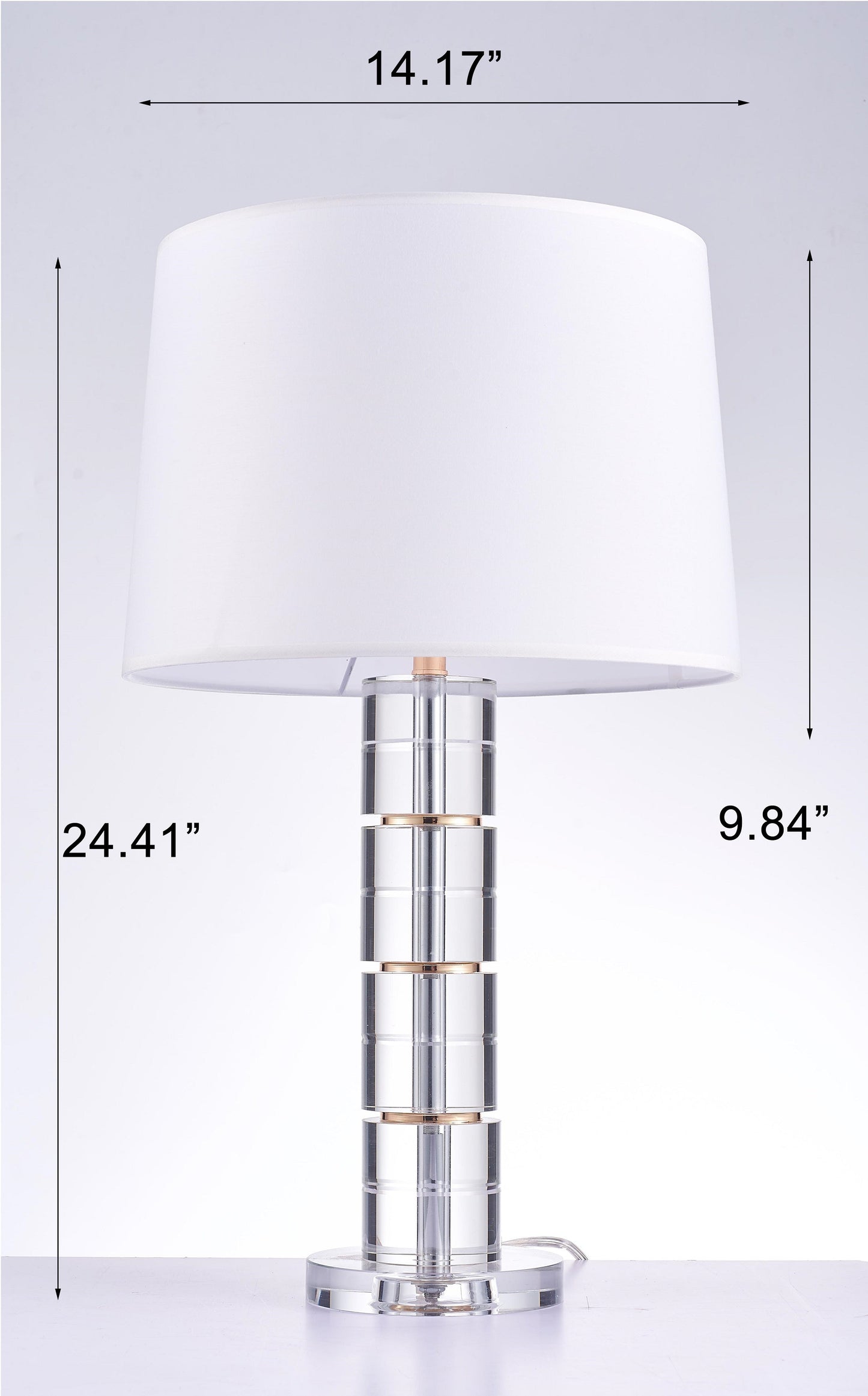 Pasargad Home Catalina 14" White Metal & Crystal Table Lamp