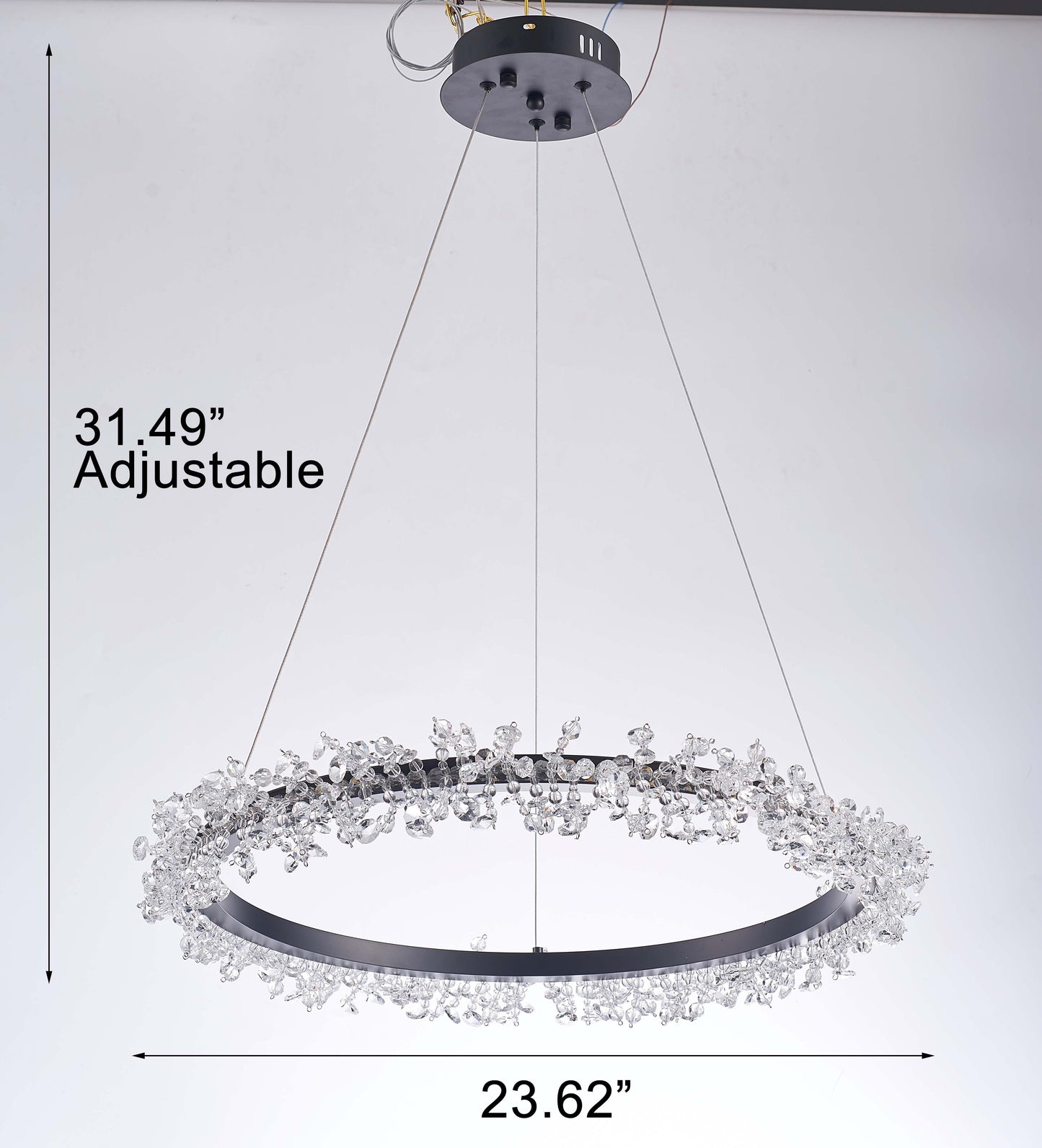 Pasargad Home Claire 24" Black Metal & Crystal Chandelier