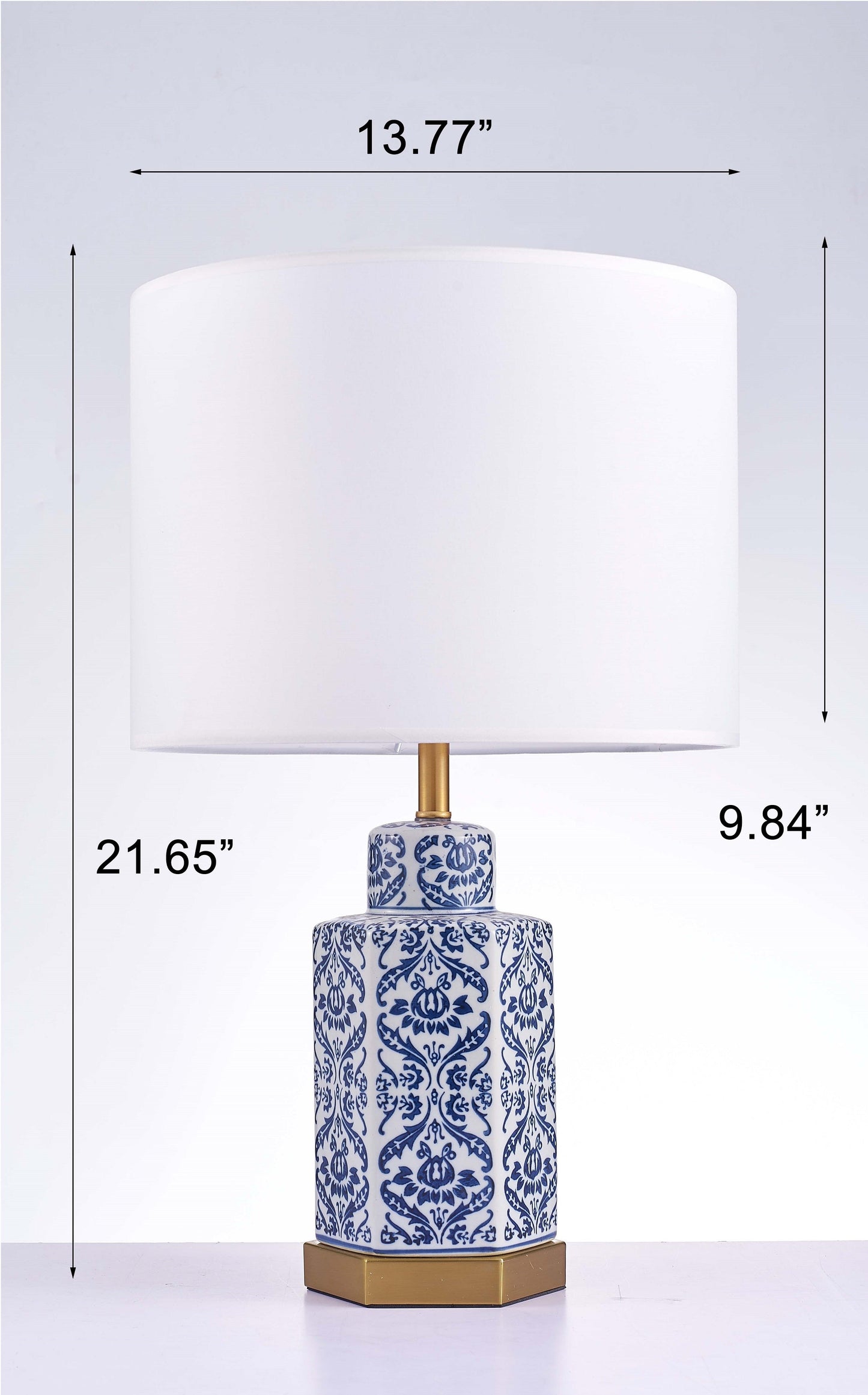 Pasargad Home Destro 14" White & Blue Ceramic Table Lamp