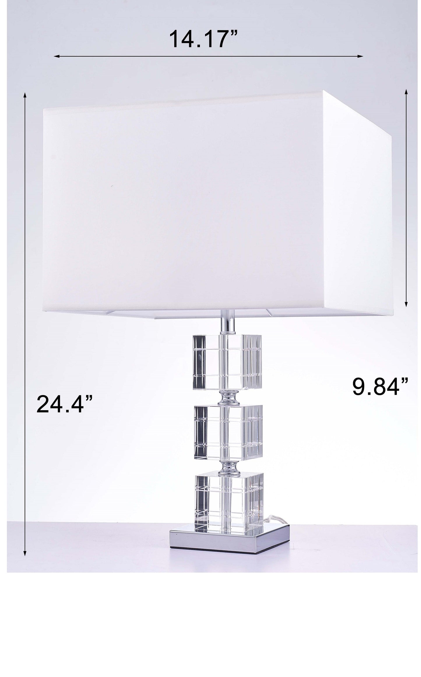 Pasargad Home Fredo 14" White Metal & Crystal Table Lamp