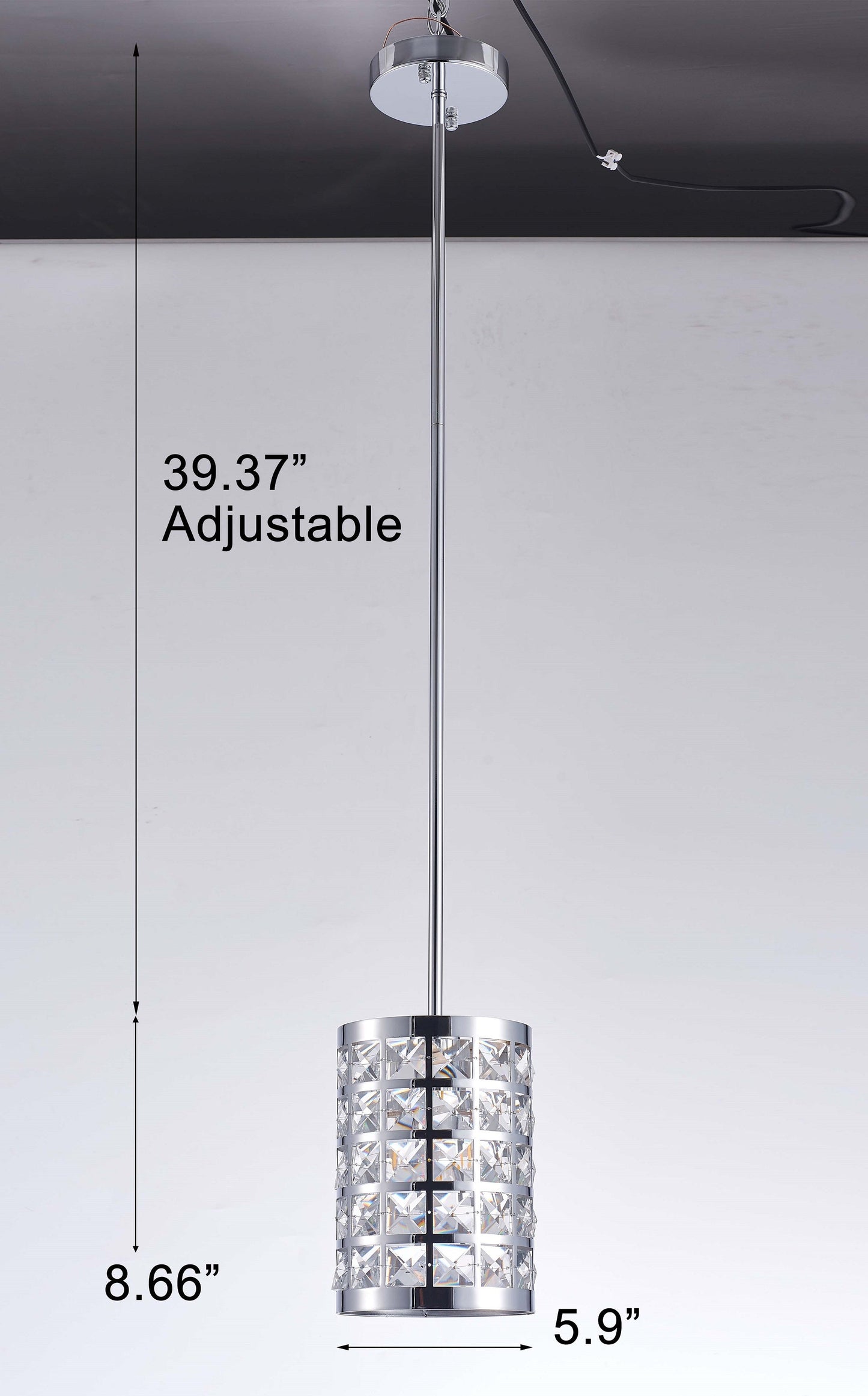 Pasargad Home Hermoza 6" Chrome Metal & Crystal Pendant Light