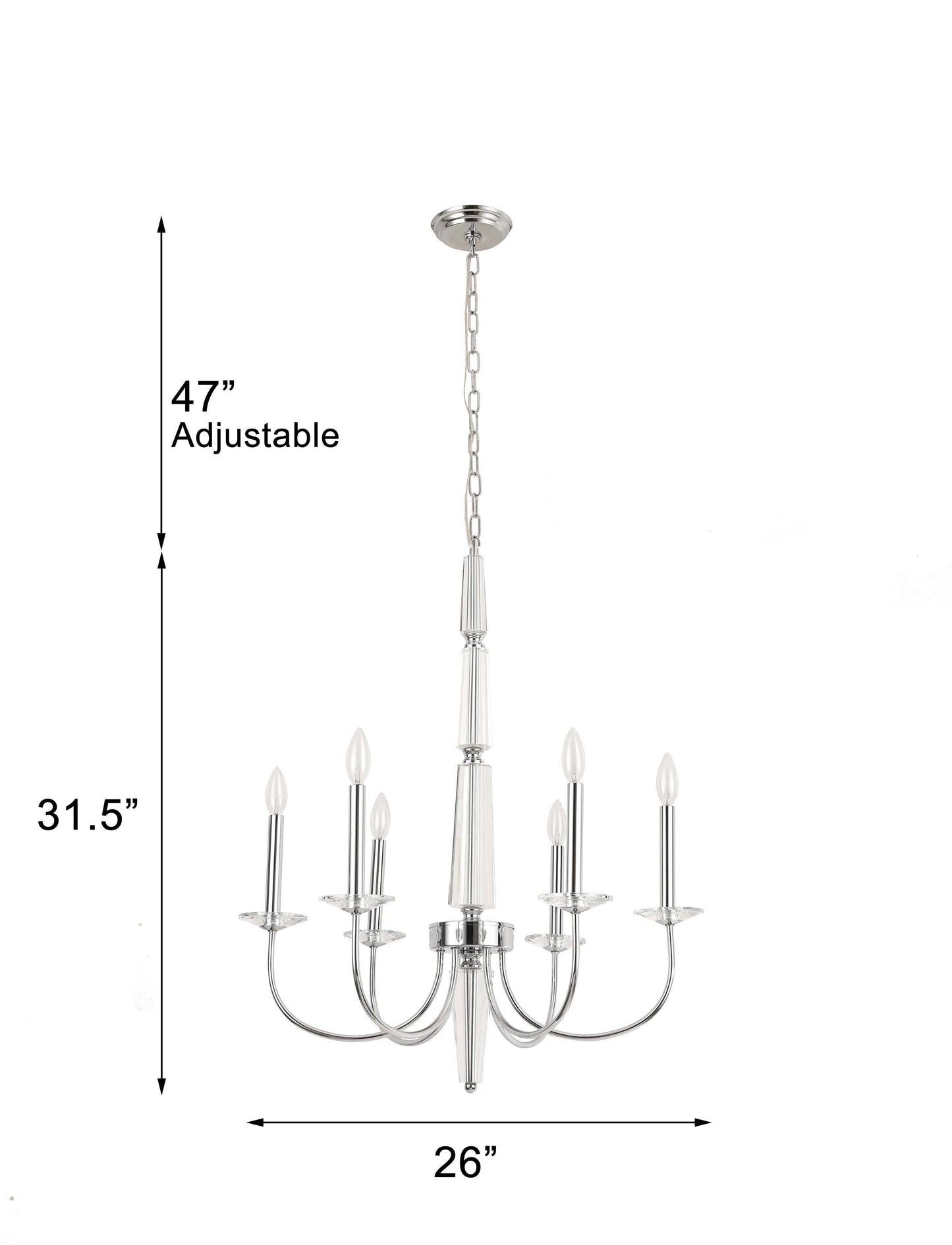 Pasargad Home Hestia 26" Chrome Metal & Cystal Chandelier