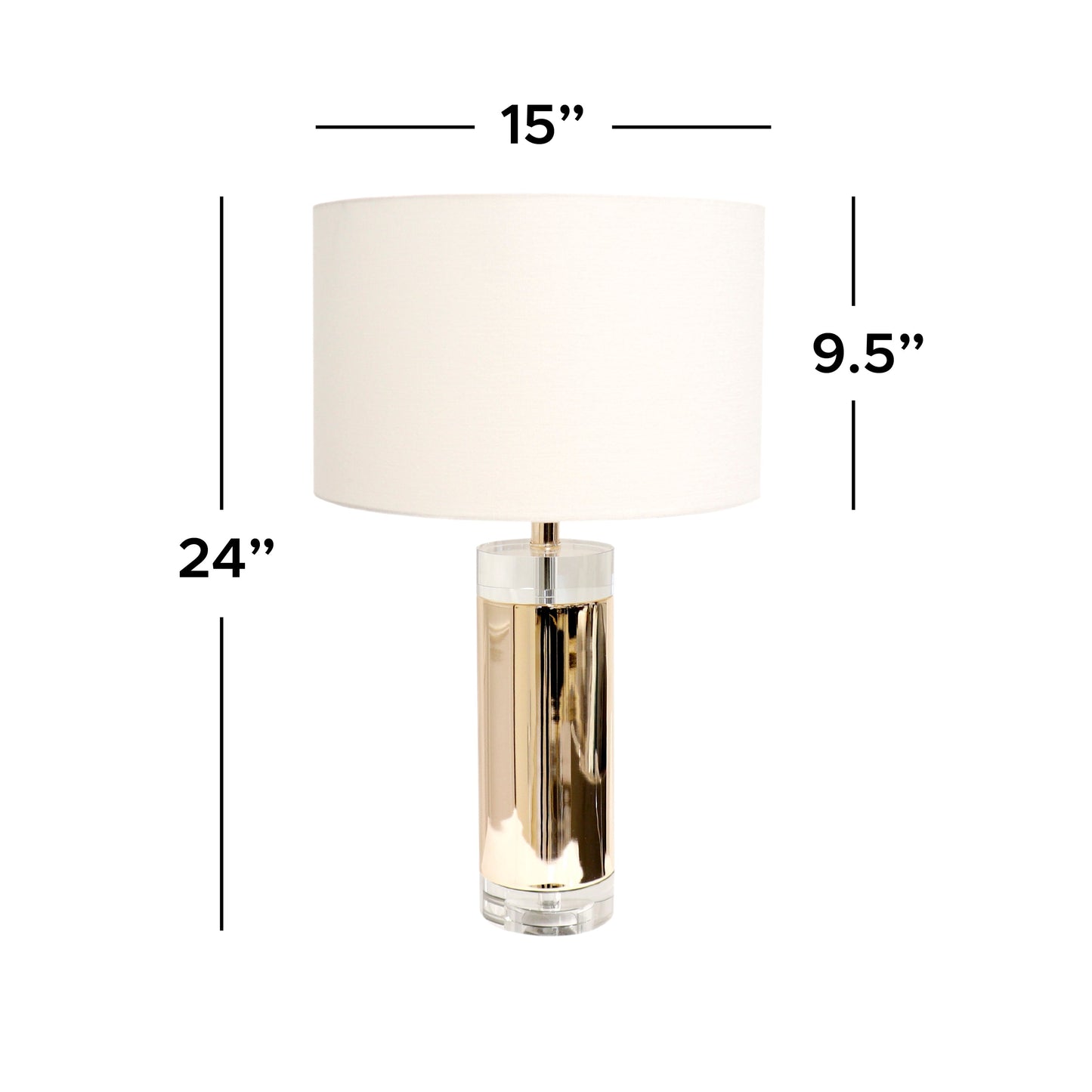 Pasargad Home Jupiter 15" Gold Glass Base & Steel Body Table Lamp
