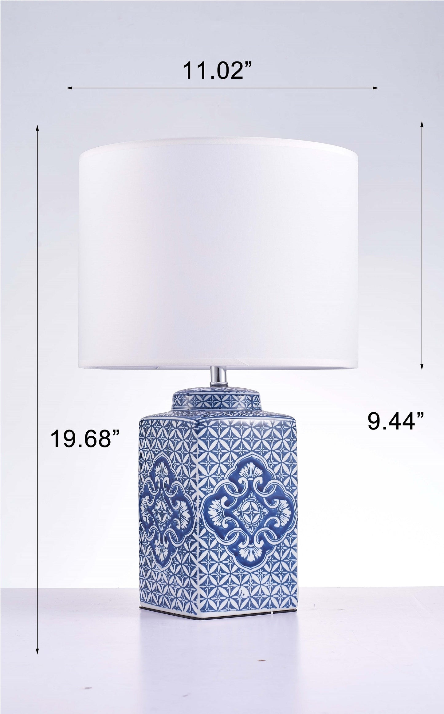 Pasargad Home Margaret 11" White & Blue Ceramic Table Lamp