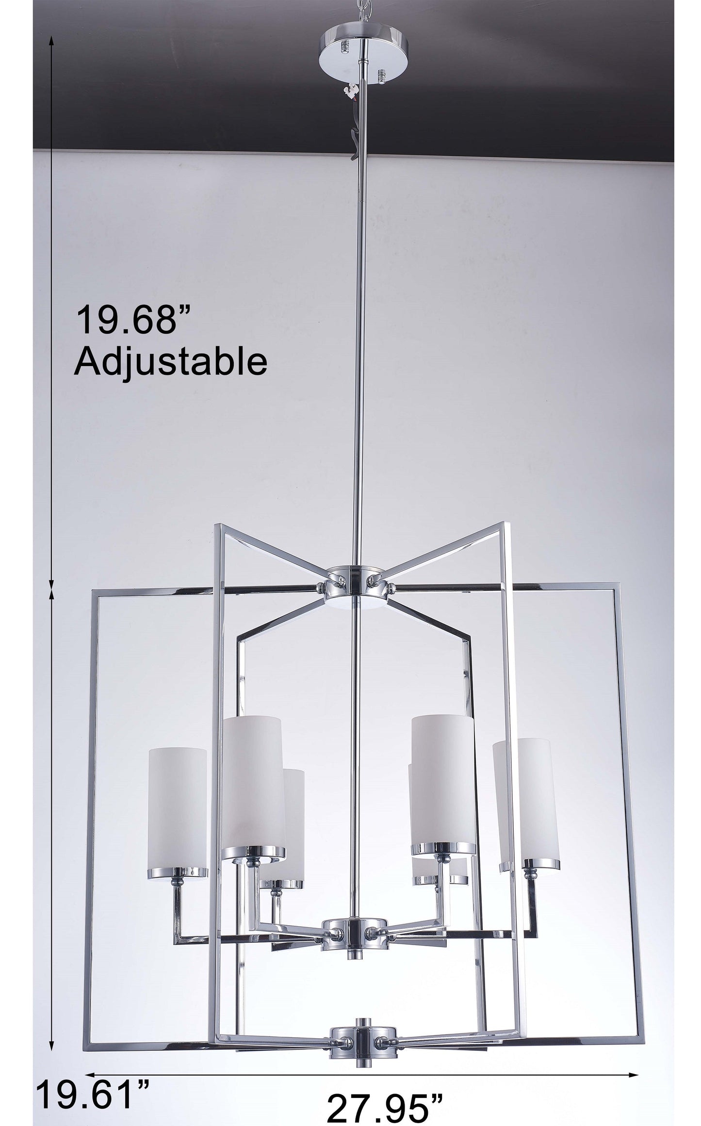 Pasargad Home Riva 28" Chrome & White Glass Chandelier