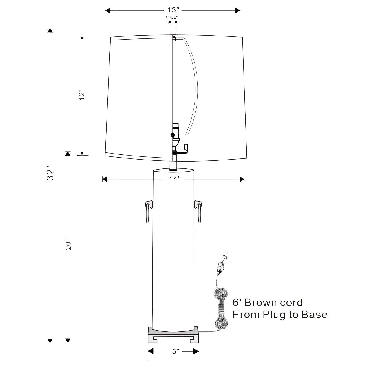 Port 68 Beverly 32" x 14" Cream Porcelain Table Lamp With 3-Way Switch and Round Drum Hardback Shade