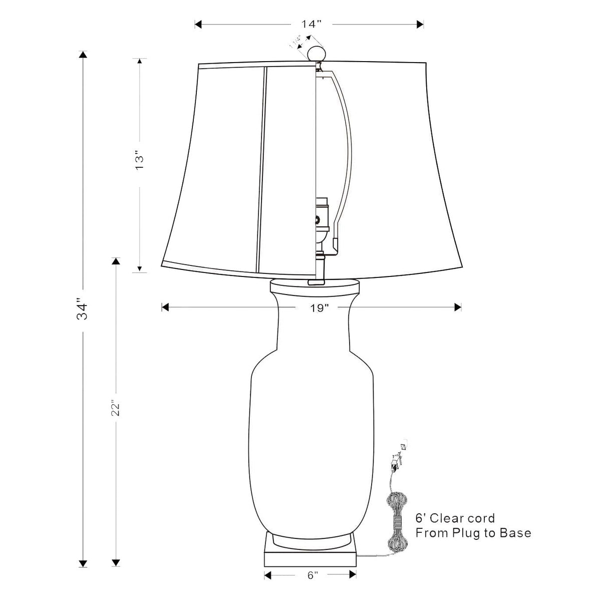 Port 68 Braganza Blue Hex 34" x 19" Table Lamp with White Softback Shade