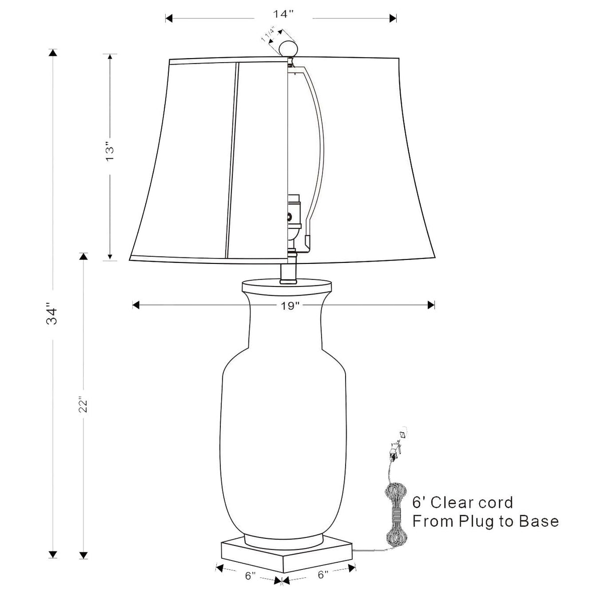 Port 68 Braganza Jewel 34" x 19" Table Lamp with White Softback Shade