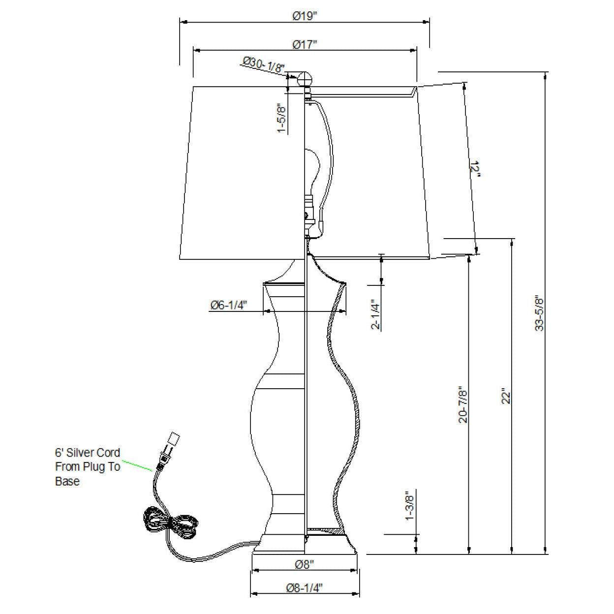 Port 68 Chow Brown Table Lamp with Ivory Round Drum Hardback Shade