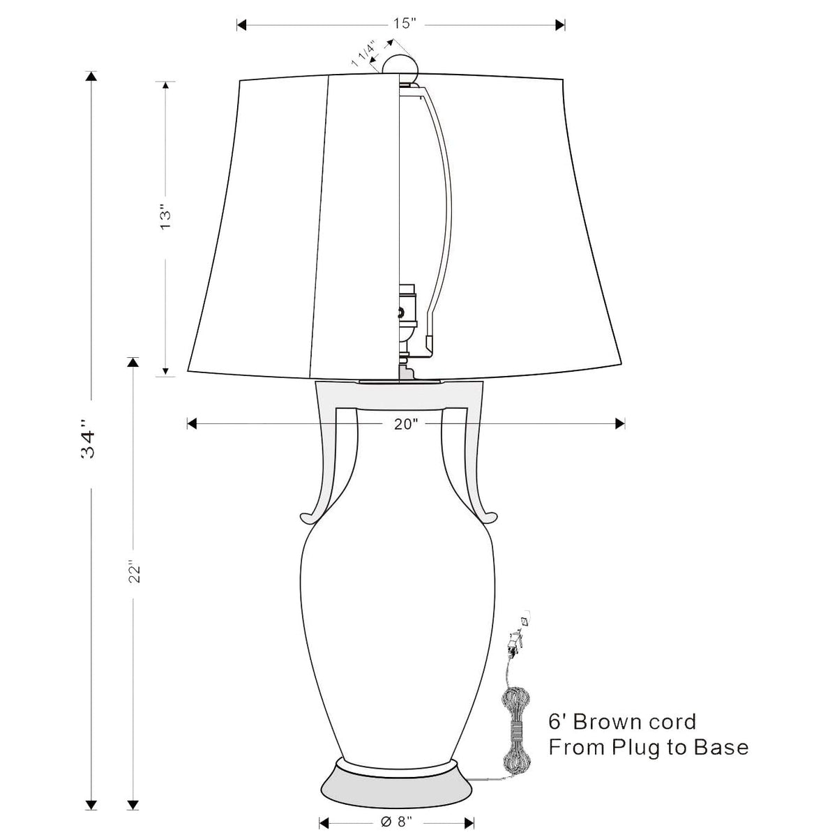 Port 68 Glenda Cream Table Lamp with White Softback Empire Shade