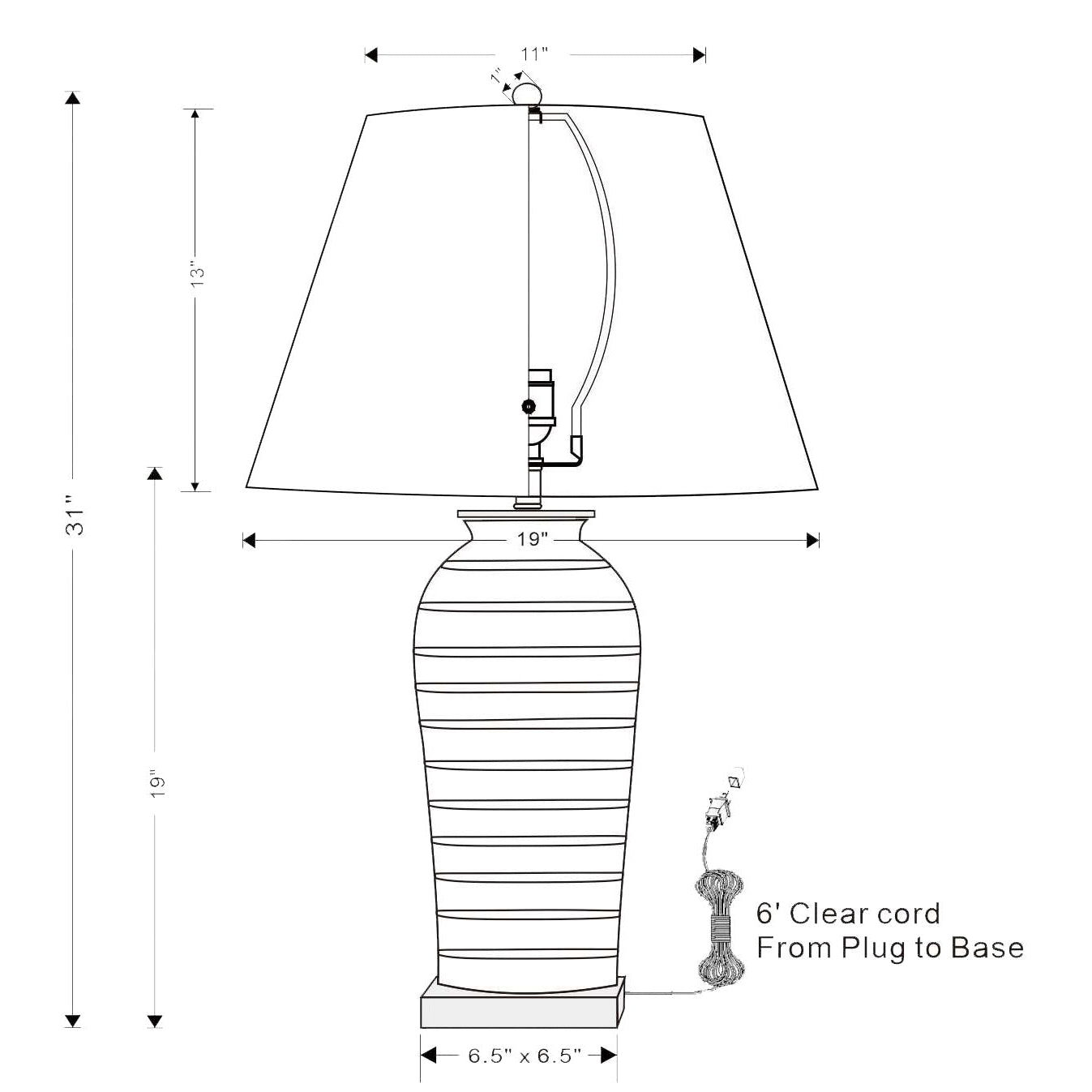 Port 68 Playa Smoke Modern Table Lamp with White Round Hardback Shade