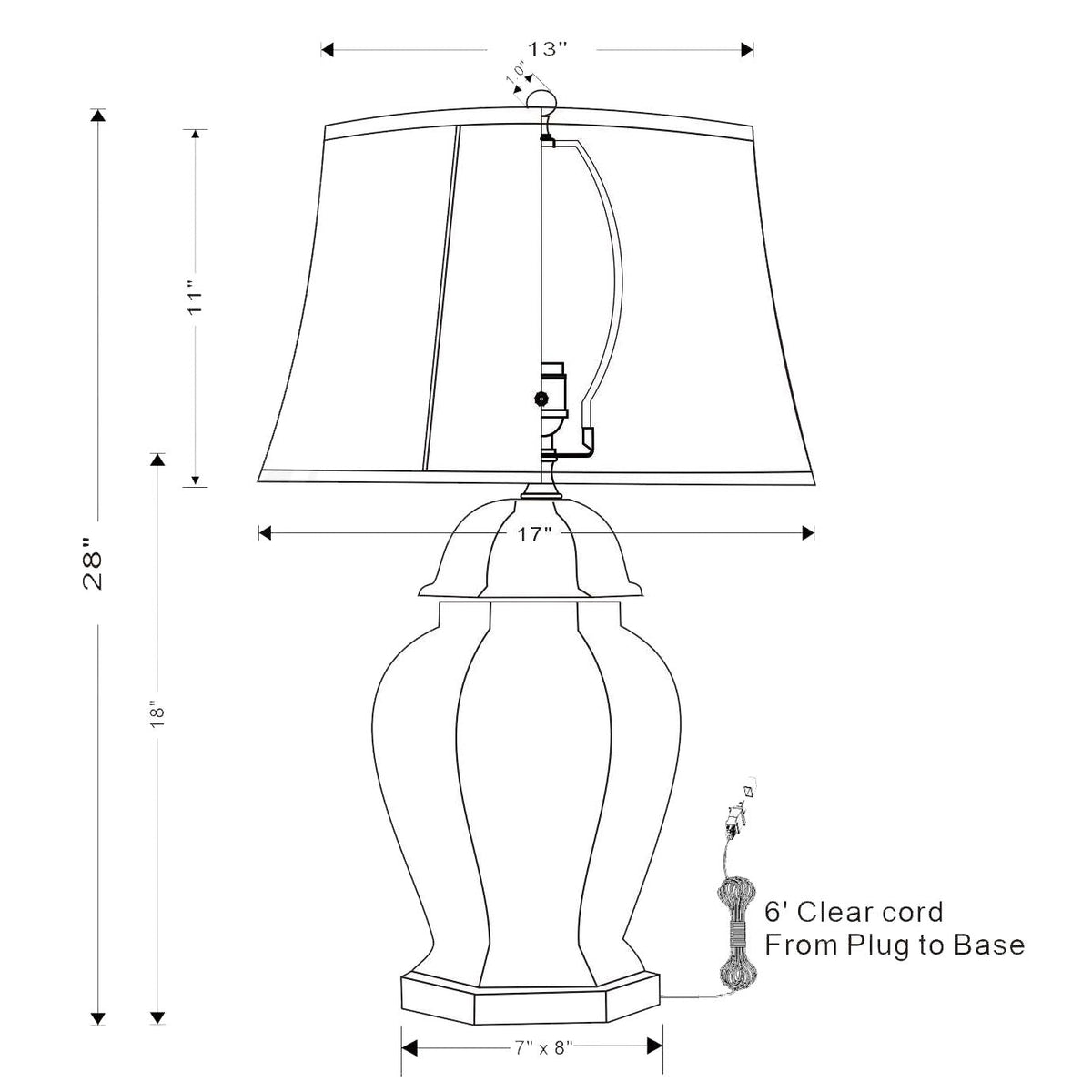 Port 68 Portsmouth Pineapple Hex Table Lamp with White Empire Softback Shade