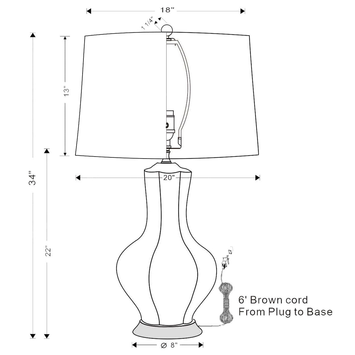 Port 68 Southampton Cream Table Lamp with Ivory Hardback Drum Shade