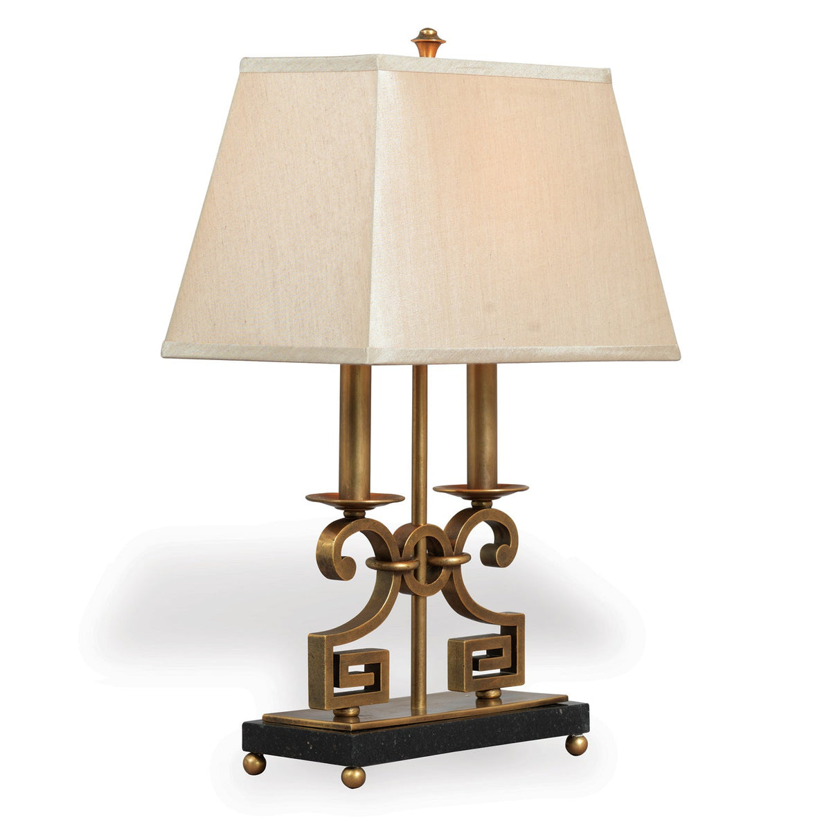 Port 68 Whitney Desk 24" Brass Modern Table Lamp with Beige Hardback Rectangle Empire Shade