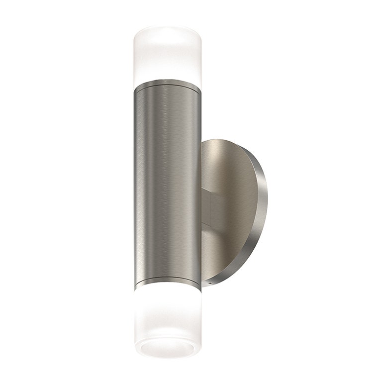 SONNEMAN ALC 2" Two Sided 2-Light Satin Nickel 25 Narrow Flood Lens Aluminum Shade Etched Glass Trim Wall Sconce