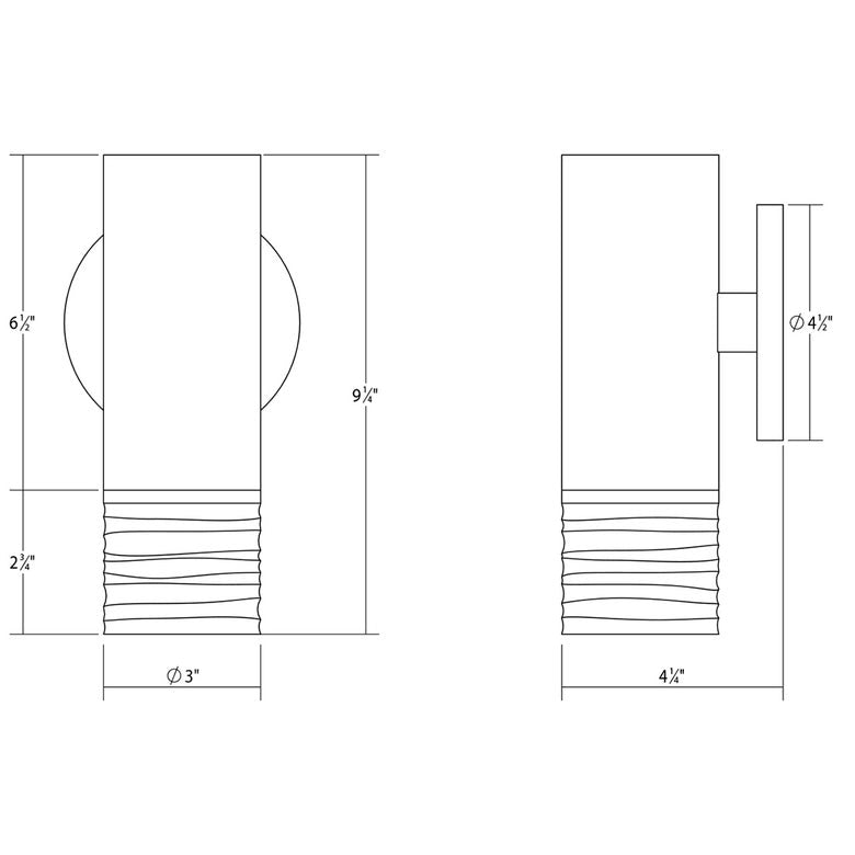 SONNEMAN ALC 3" One Sided 1-Light Satin Nickel 25 Narrow Flood Lens Etched Ribbon Glass Shade Wall Sconce