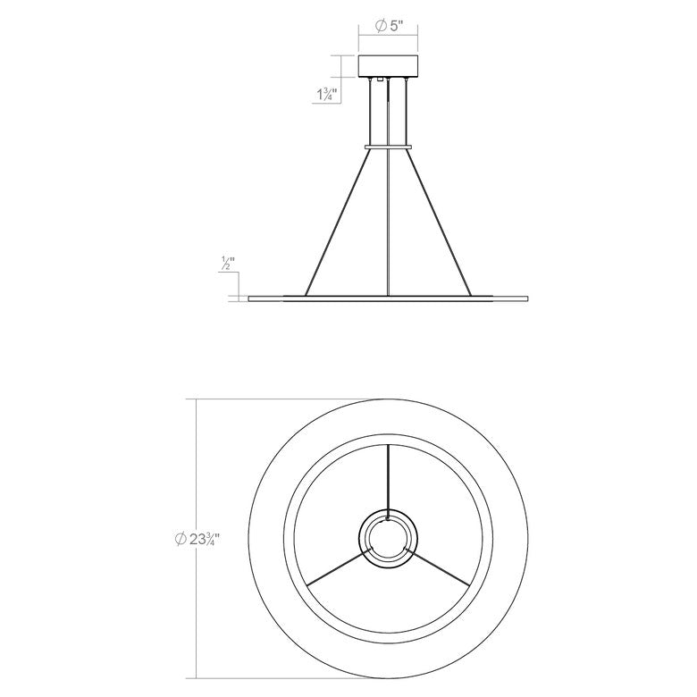 SONNEMAN Arctic Rings 24" 1-Light LED Bright Satin Aluminum Optical Acrylic Single Ring Pendant Light