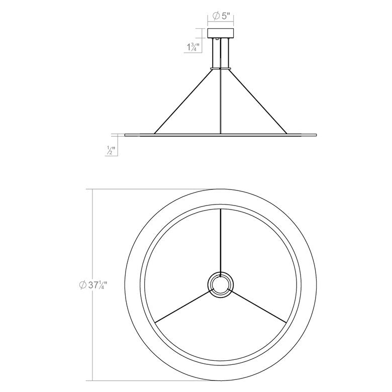 SONNEMAN Arctic Rings 36" 1-Light LED Satin Black Optical Acrylic Single Ring Pendant Light
