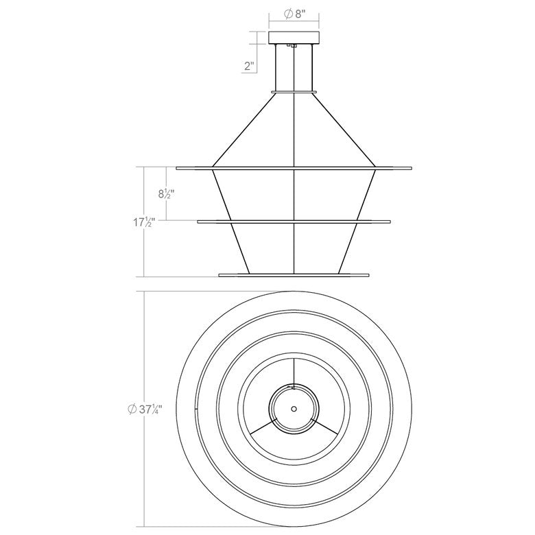 SONNEMAN Arctic Rings Large 3-Light LED Bright Satin Aluminum Frosted Acrylic Shade Chandelier