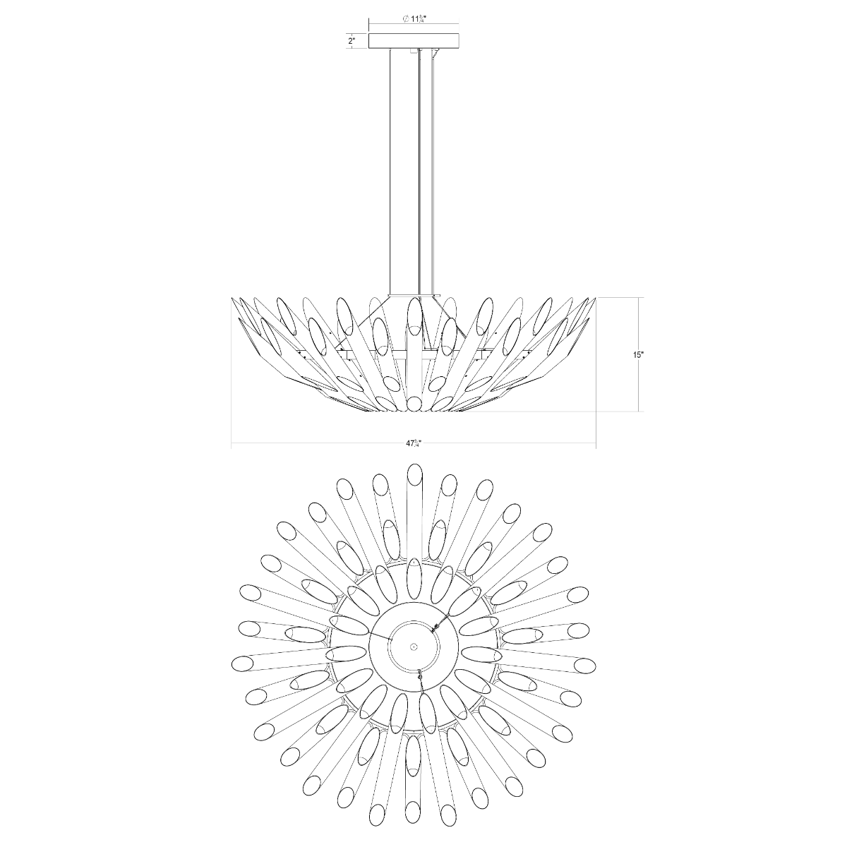 SONNEMAN Chimes Round Double Angled Polished Chrome Chandelier