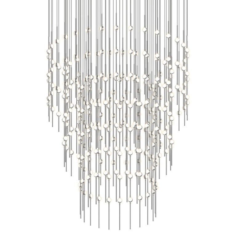 SONNEMAN Constellation Centaurus 48" 204-Light LED 3000K Satin Nickel White Optical Acrylic Shade Chandelier
