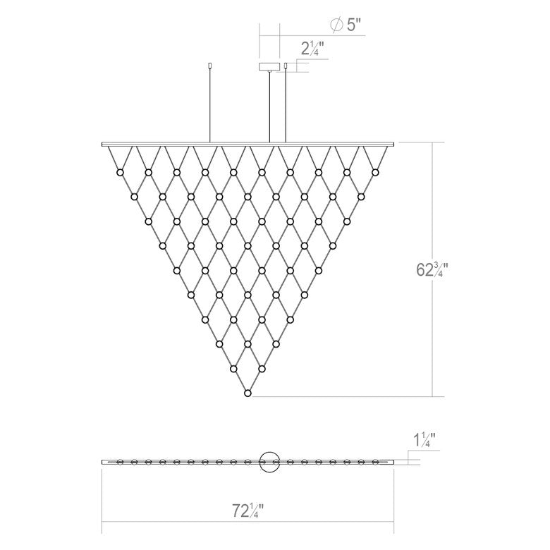 SONNEMAN Constellation Galaxy Vertical Large 55-Light LED Bright Satin Aluminum Clear Faceted Acrylic Shade Chandelier