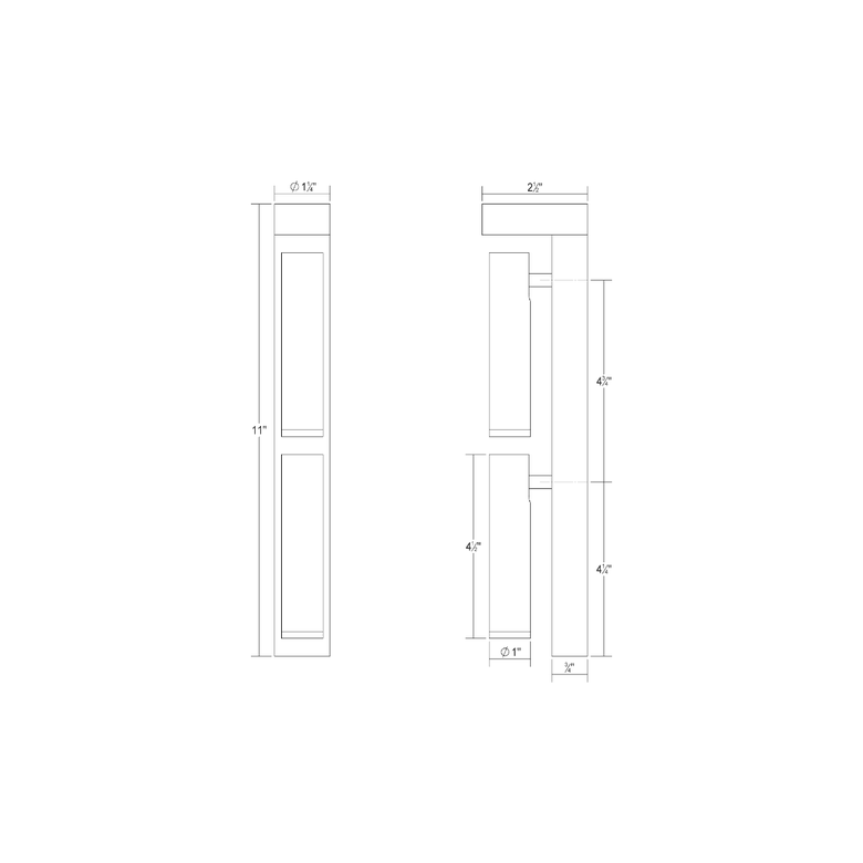 SONNEMAN Haim 3-Light Double Textured Black With Uplight Wall Sconce