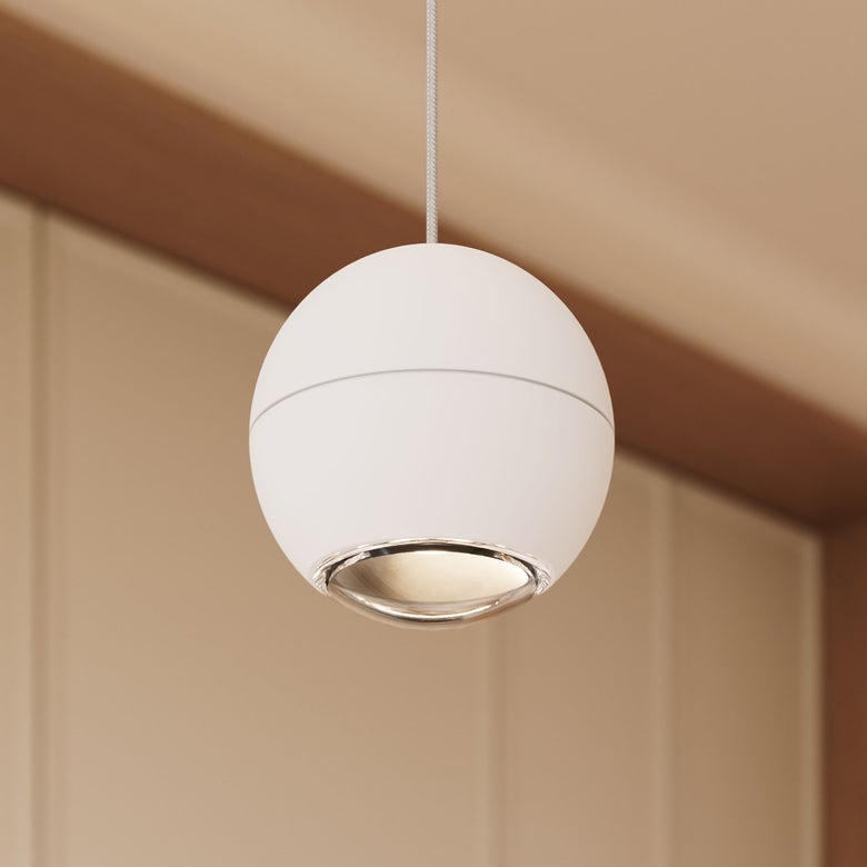 SONNEMAN Hemisphere 1-Light LED Textured White Clear Acrylic Shade Pendant Light
