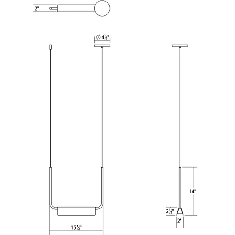SONNEMAN Morii 15" 1-Light LED Bright Satin Aluminum Linear Suspension Pendant Light