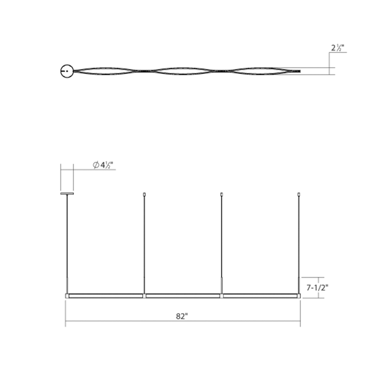 SONNEMAN Ola 82" 3-Light LED Triple Liner Satin White Linear Suspension Pendant Light