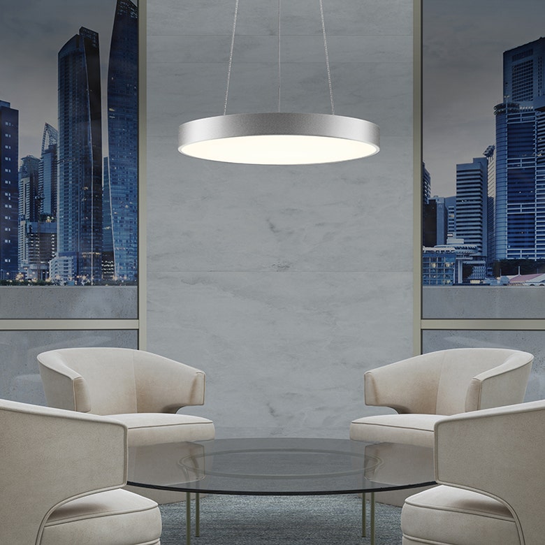 SONNEMAN Pi 16" LED 3000K Bright Satin Aluminum Round Pendant Light With 6' Cord Length