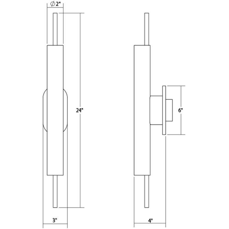 SONNEMAN Piccolo Encore 24" 1-Light LED Satin Nickel White Etched Cased Glass Shade Wall Sconce