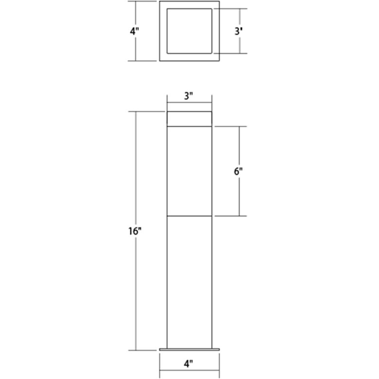 SONNEMAN Square Column 16" 1-Light LED Textured Gray UV-Stabilized WH Polycarbonate Shade Bollard Light