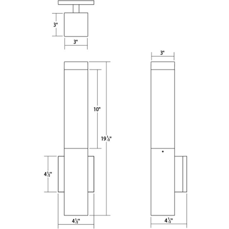SONNEMAN Square Column 2-Light Textured Gray UV-Stabilized WH Polycarbonate Shade Wall Sconce
