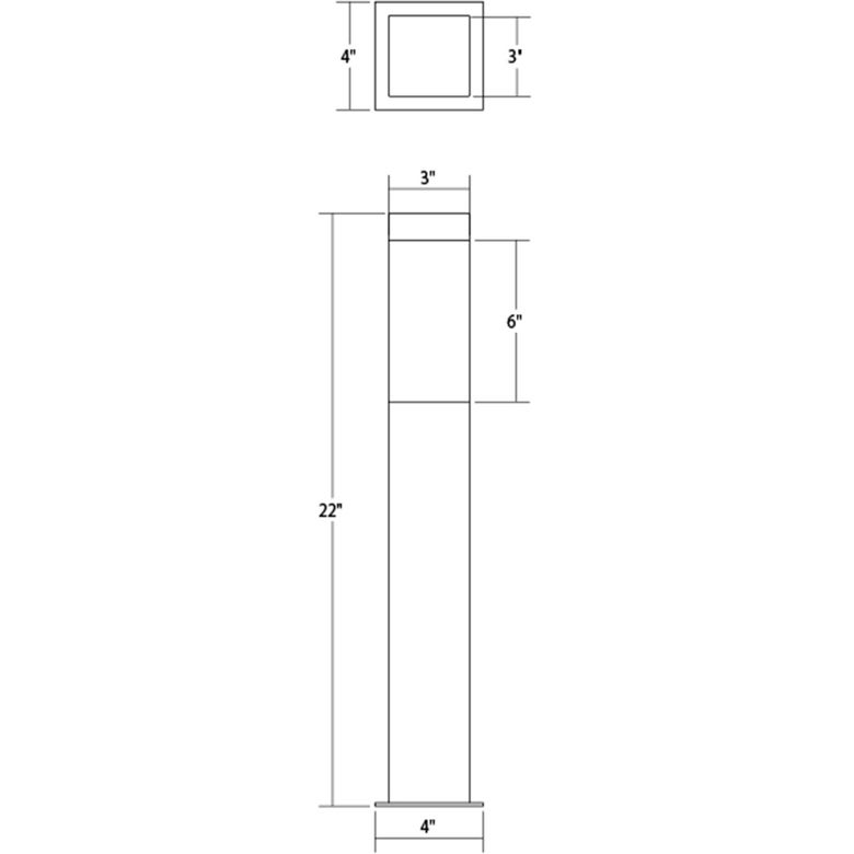 SONNEMAN Square Column 22" 1-Light LED Textured Gray UV-Stabilized WH Polycarbonate Shade Bollard Light