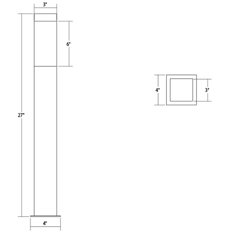SONNEMAN Square Column 28" 1-Light LED Textured Gray UV-Stabilized WH Polycarbonate Shade Bollard Light