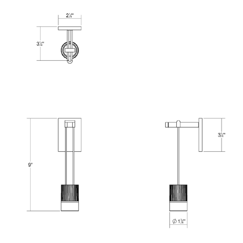 SONNEMAN Suspenders 1-Light Mini Cylinder With Glass Drum Satin Black Clear Etched Glass Shade Wall Sconce