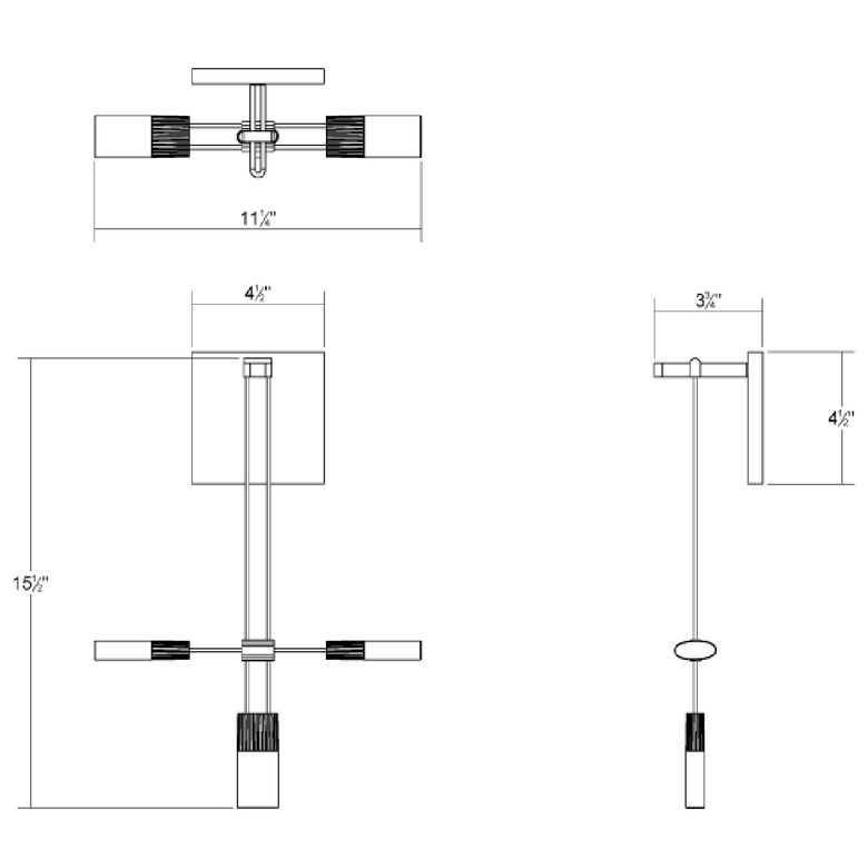 SONNEMAN Suspenders 1-Light Standard Single Etched Chiclet Cluster Luminaire Satin Black Wall Sconce