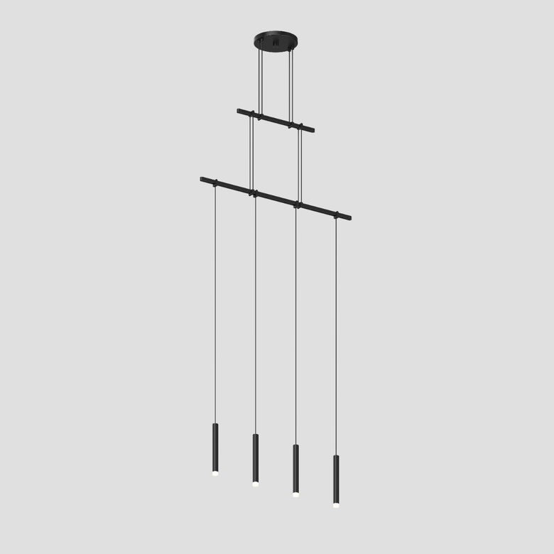 SONNEMAN Suspenders 24" 2-Tier Precise Single Cord Thin 36" Clear Acrylic Cylinder Satin Black Linear Flush Mount Lighting