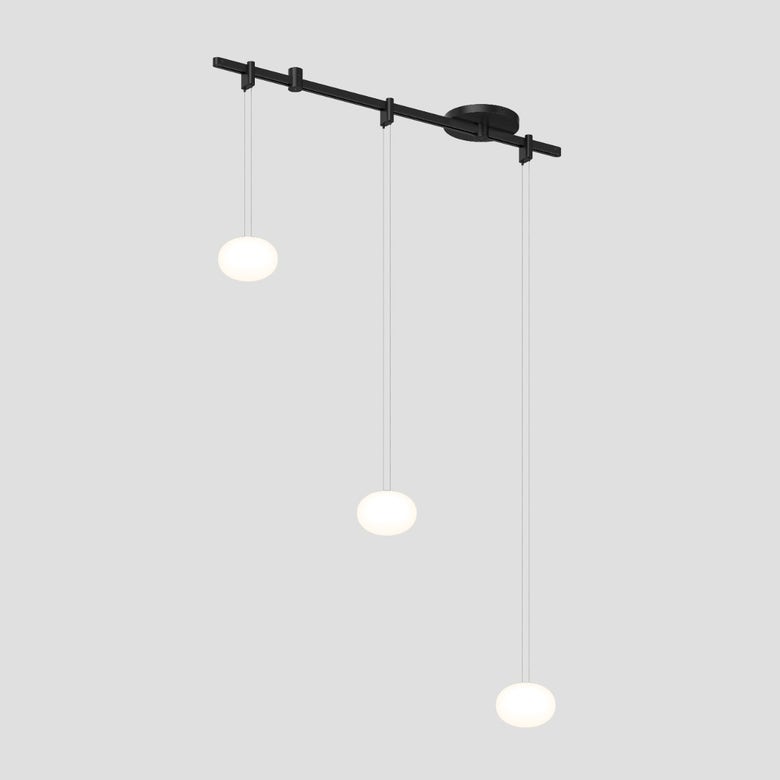 SONNEMAN Suspenders 24" Height Adjustable Etched Globe Luminaires White Glass Shade Satin Black Linear Surface Flush Mount Lighting