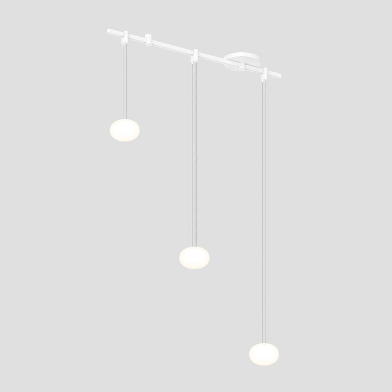 SONNEMAN Suspenders 24" Height Adjustable Etched Globe Luminaires White Glass Shade Satin White Linear Surface Flush Mount Lighting