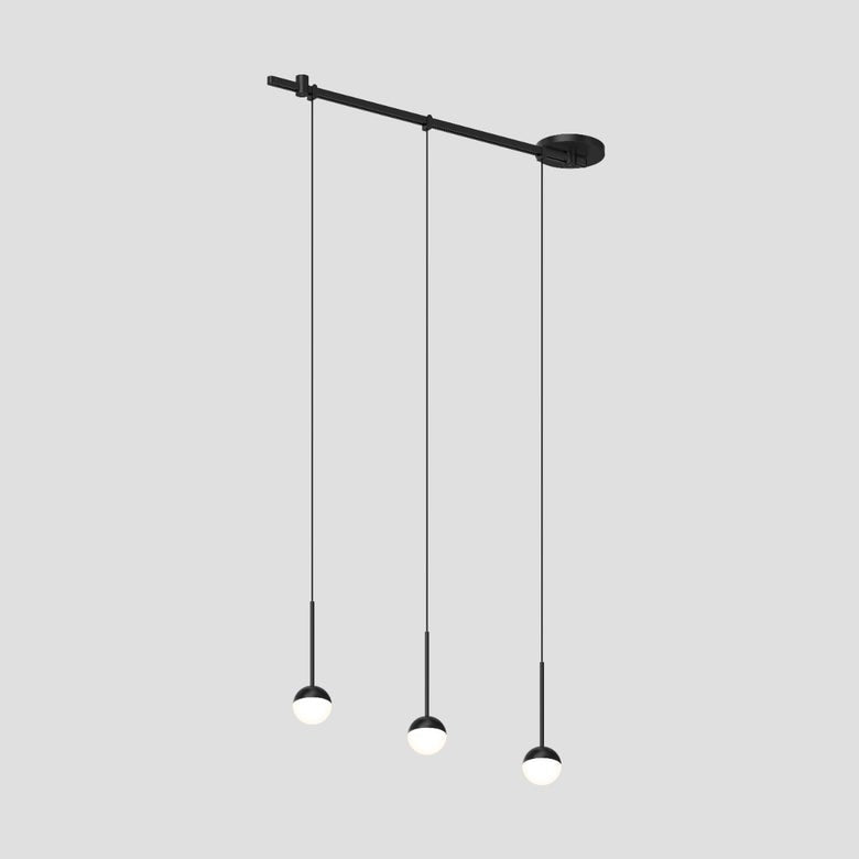 SONNEMAN Suspenders 24" Single Cord White Ball Satin Black Linear Surface Flush Mount Lighting