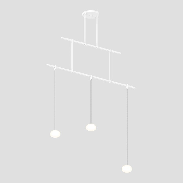 SONNEMAN Suspenders 36" 2-Tier Height Adjustable Etched Globe Luminaire White Glass Shade Satin White Linear Flush Mount Lighting