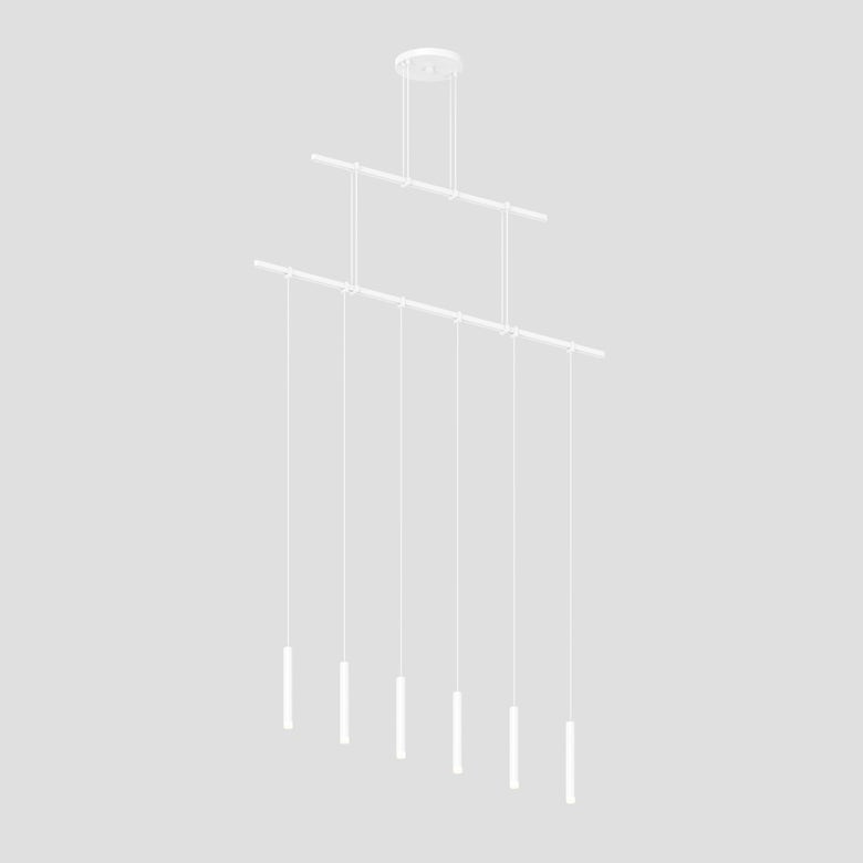 SONNEMAN Suspenders 36" 2-Tier Precise Single Cord Thin Cylinder Clear Acrylic Shade Satin White Linear Flush Mount Lighting