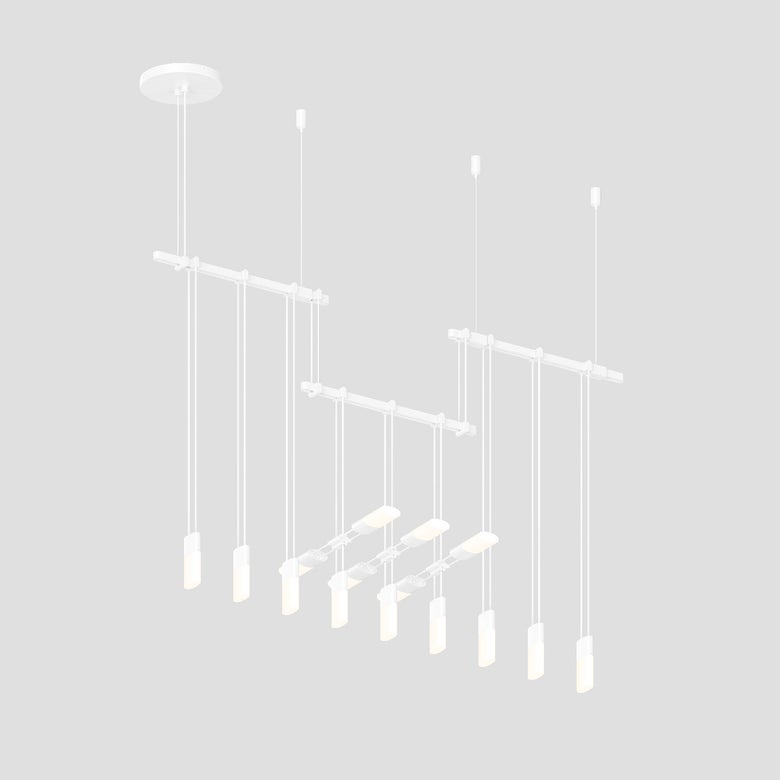 SONNEMAN Suspenders 36" 3-Bar Offset Etched Glass Chiclet Luminaire Combo Satin White Linear Flush Mount Lighting
