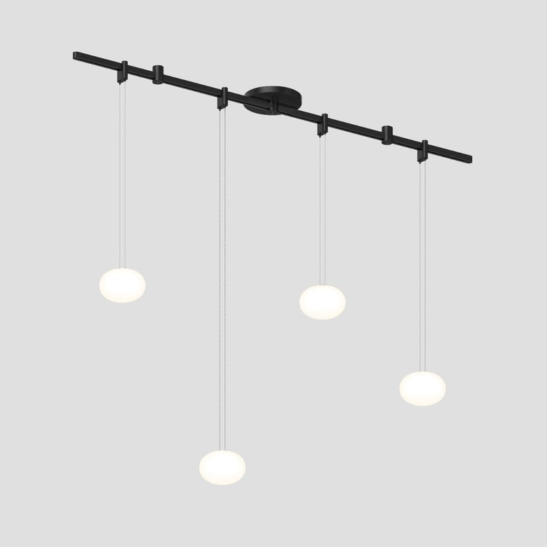 SONNEMAN Suspenders 36" Height Adjustable Etched Globe Luminaires Satin Black Linear Surface Flush Mount Lighting