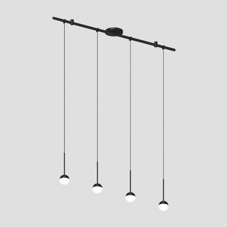 SONNEMAN Suspenders 36" Single Cord White Ball Satin Black Linear Surface Flush Mount Lighting